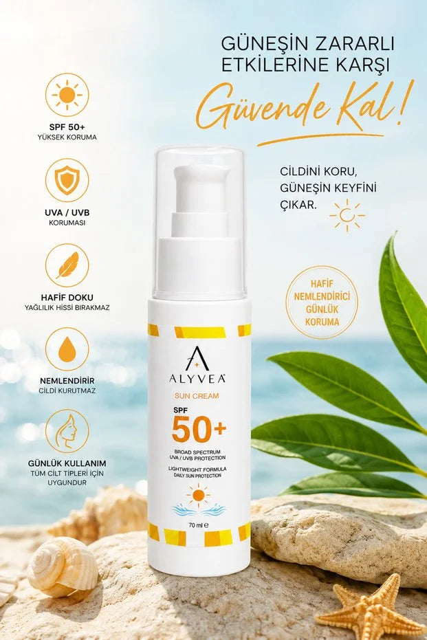 ALYVEA SPF 50+ Güneş Kremi 70 ml – UVA/UVB Koruma