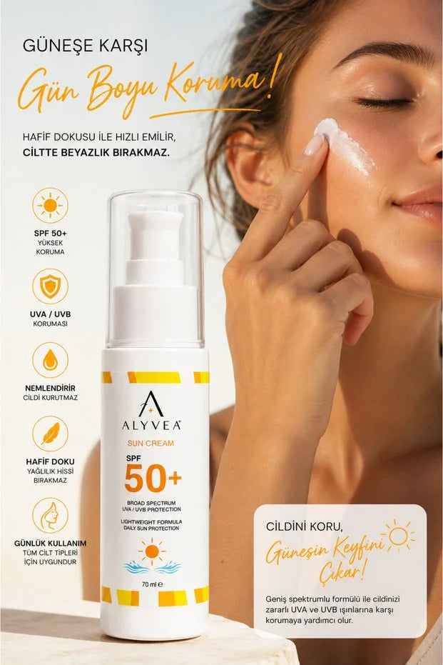 ALYVEA SPF 50+ Güneş Kremi 70 ml – UVA/UVB Koruma