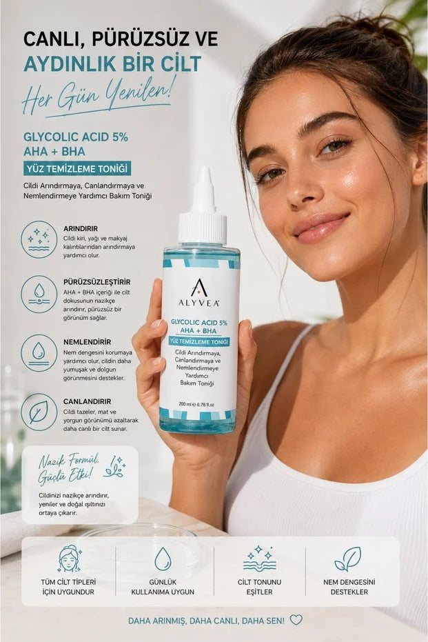 ALYVEA %5 Glikolik Asit Tonik 200 ml – AHA BHA